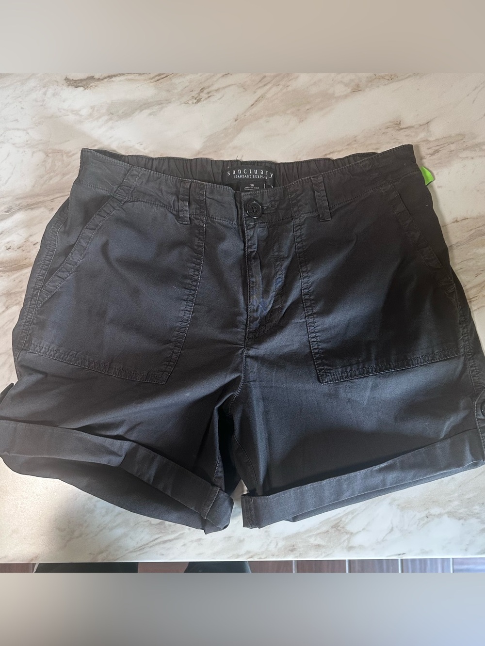 Sanctuary Black Roll-Cuff Utility Shorts